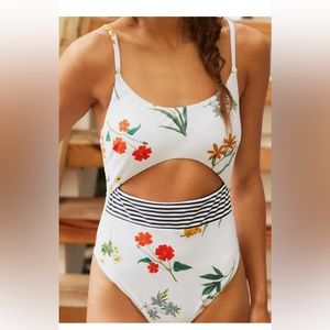 Anthropologie floral cut out one piece swimsuit